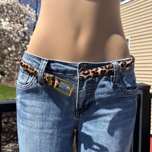 Vintage y2k Amber hill genuine leather haircalf leopard print belt